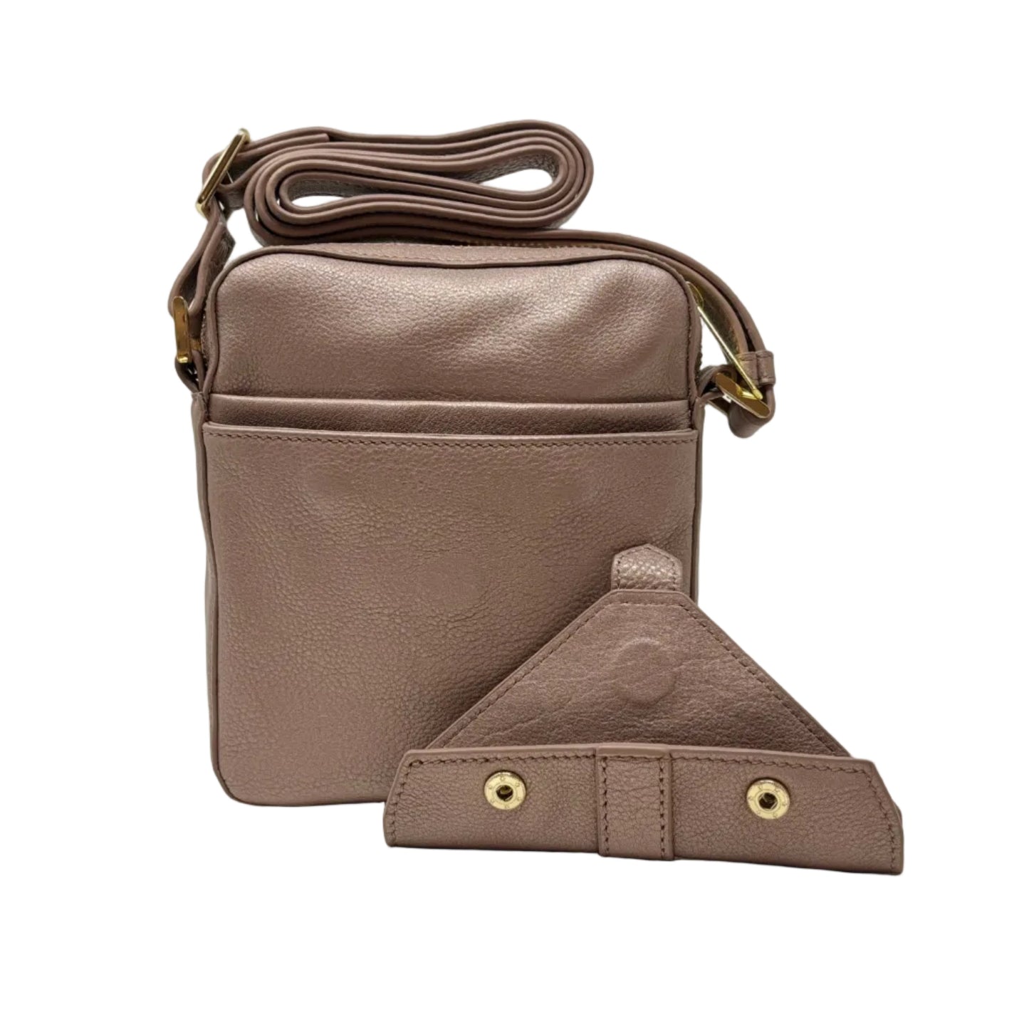 Platinum Pink Flat Leather Pouch — Nadine