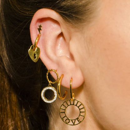 Boucles d'oreilles doubles créoles pavées de zircone MAYA