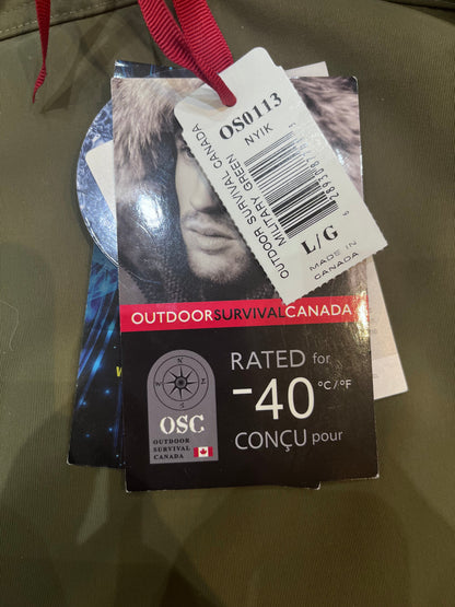 Outdoor Survival Canada Men's Nyik -40 Down Parka, Military Green, Large - ON DISPLAY