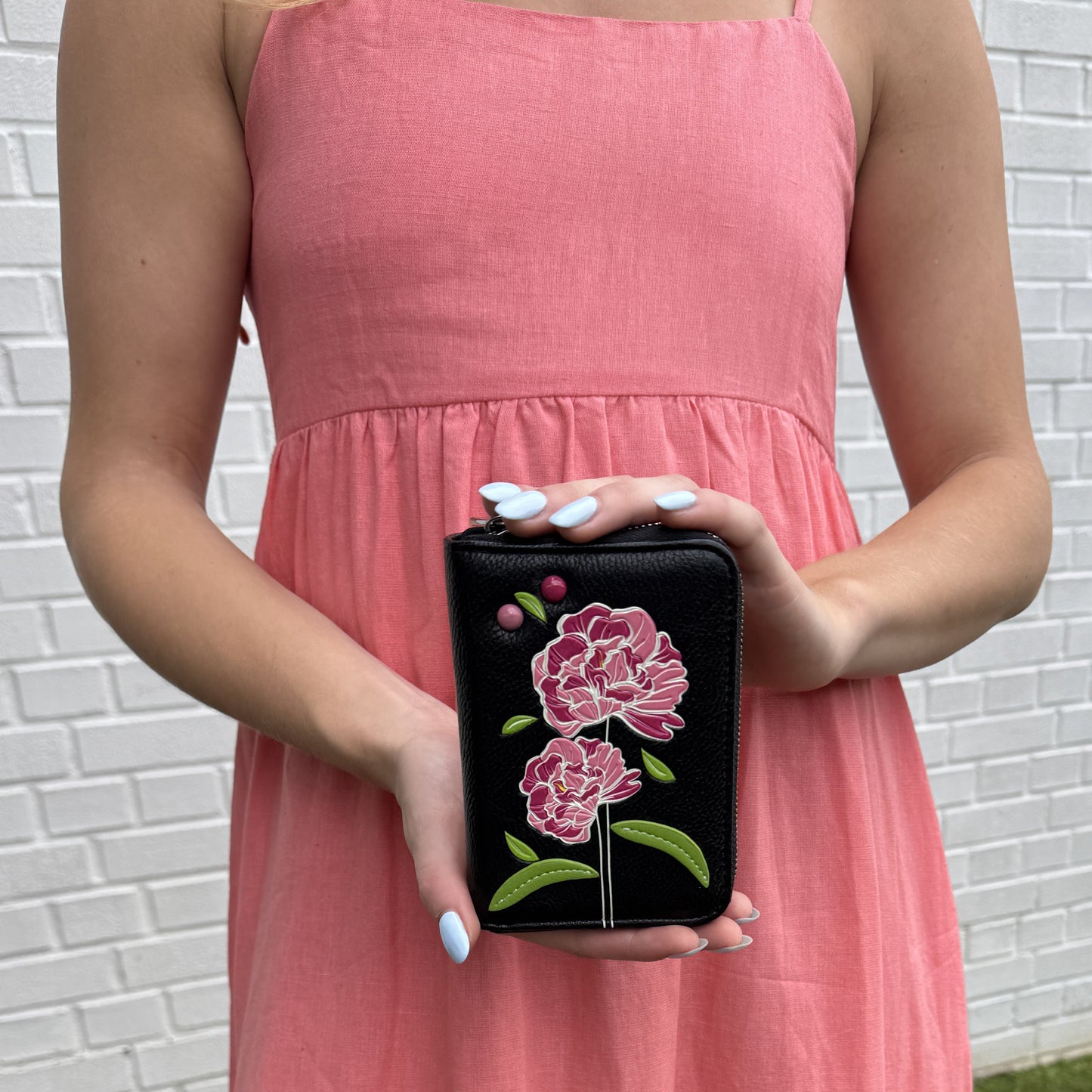 Portefeuille zippé Peony S