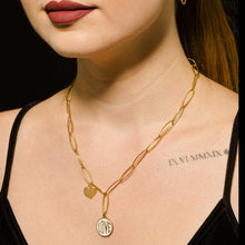 EMMA Retro LOVE Scripted Pendant on a Contemporary Chain Linked Necklace
