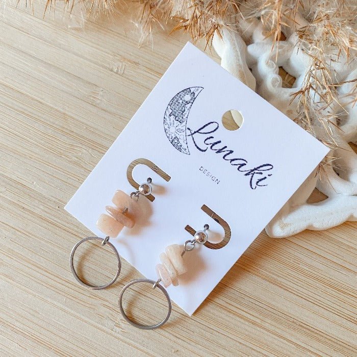 PITAKA | Sunstone and Stainless Steel Earrings