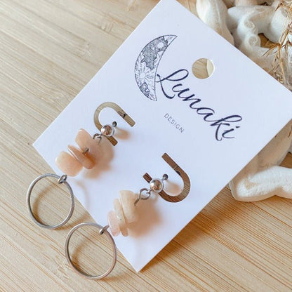 PITAKA | Sunstone and Stainless Steel Earrings