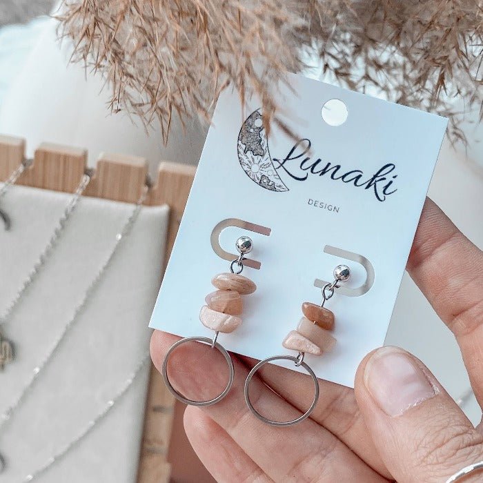 PITAKA | Sunstone and Stainless Steel Earrings