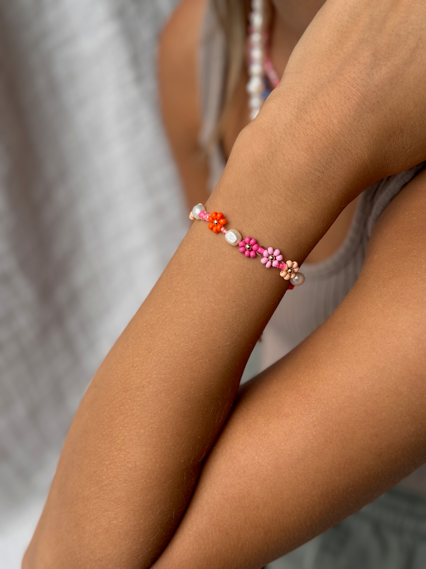 Bracelet Daisy Brights « Pamplemousse rose »