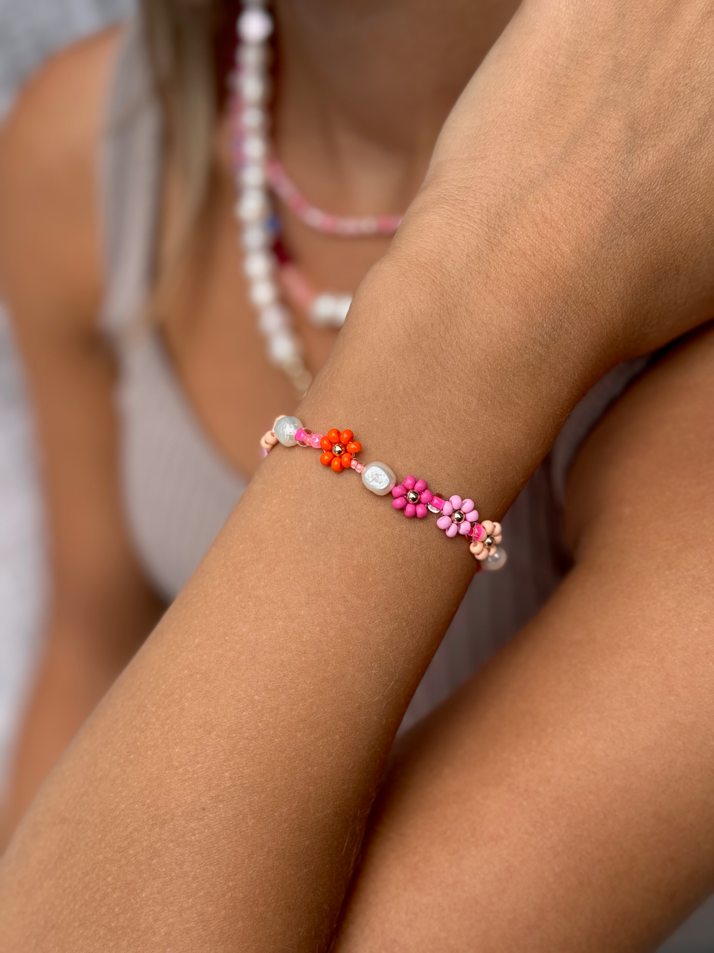 Bracelet Daisy Brights « Pamplemousse rose »