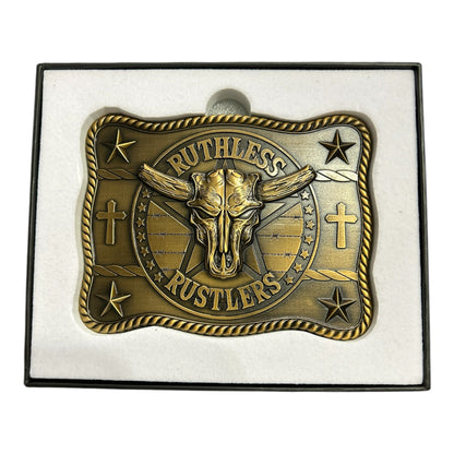 Ruthless Rustlers Marshal Belt Buckle | Antique Gold