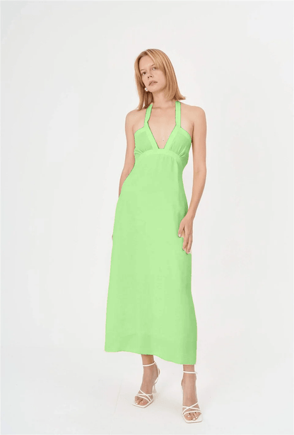 Robe d'été dos nu durable - Vert citron