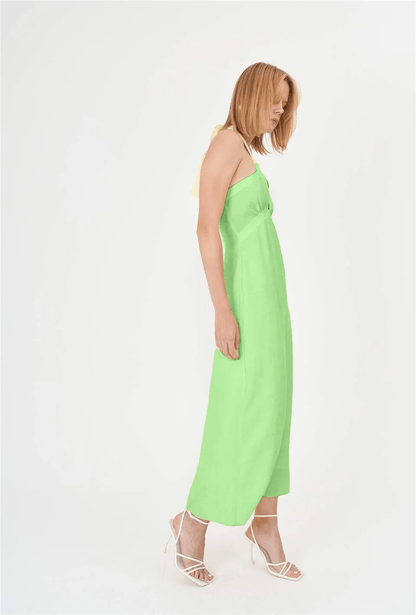 Robe d'été dos nu durable - Vert citron