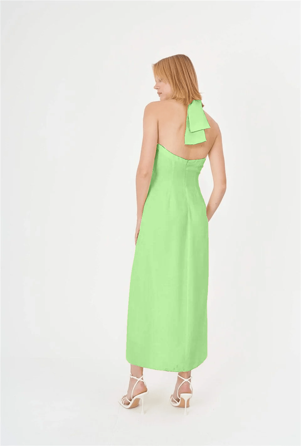 Robe d'été dos nu durable - Vert citron