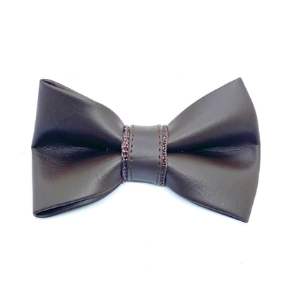 Nœud papillon en cuir marron grizzly
