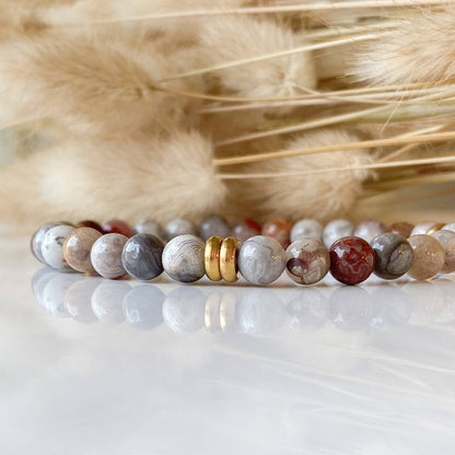AGATE | Agate and stainless steel bead bracelet