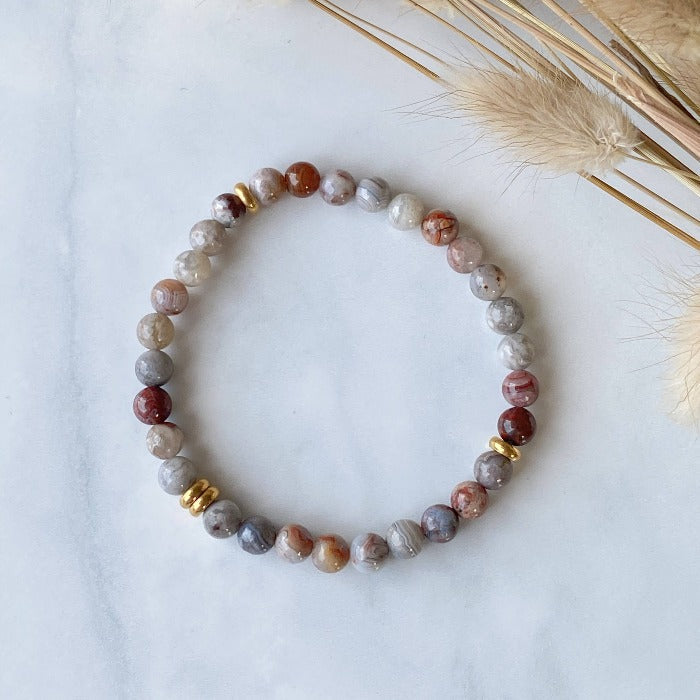 AGATE | Agate and stainless steel bead bracelet
