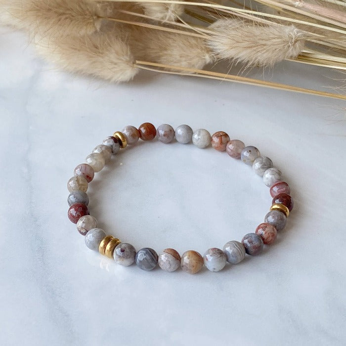 AGATE | Agate and stainless steel bead bracelet