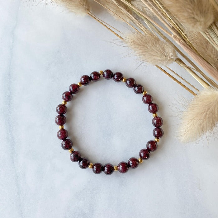 GRENAT | Bracelet en grenat et acier inoxydable