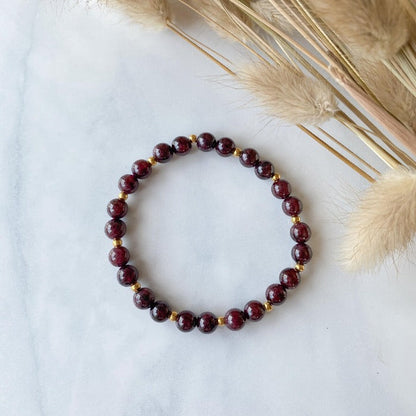 GRENAT | Bracelet en grenat et acier inoxydable