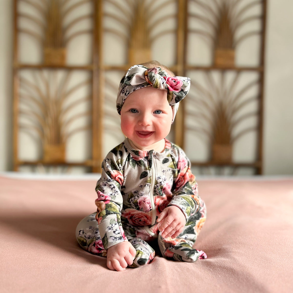 Bamboo Baby Zipper Footed Bodysuit | Antique Floral