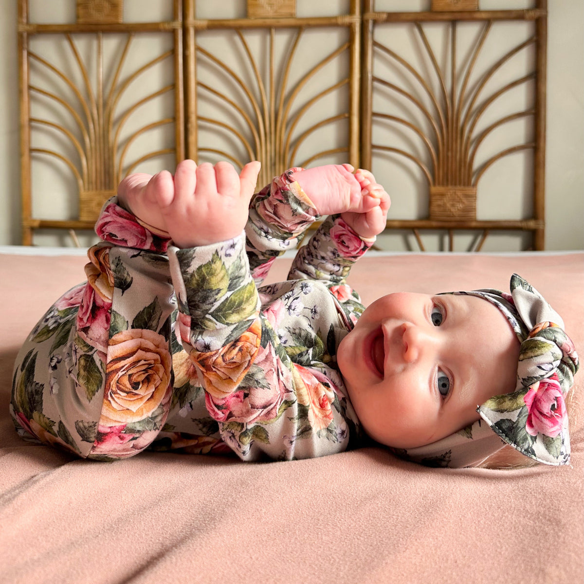 Bamboo Baby Zipper Footed Bodysuit | Antique Floral