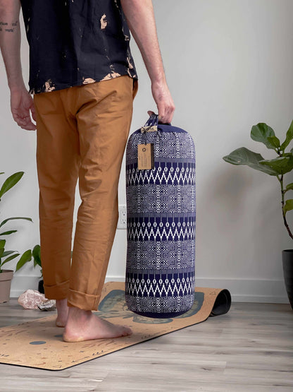 Traversin de yoga rond | Naturel et biologique | Imprimé marine