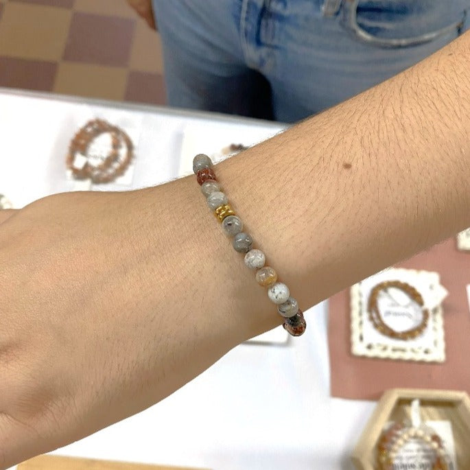 AGATE | Agate and stainless steel bead bracelet