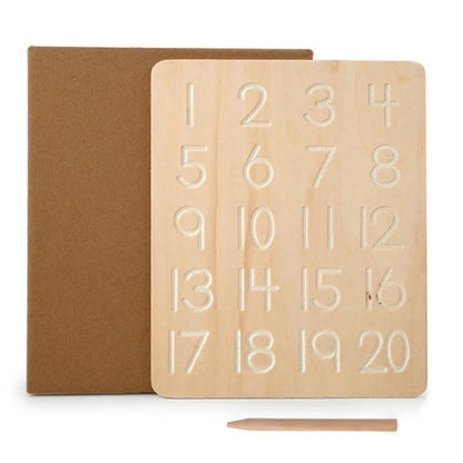 Tablette d'apprentissage en bois (alphabet et chiffres) avec stylet en bois