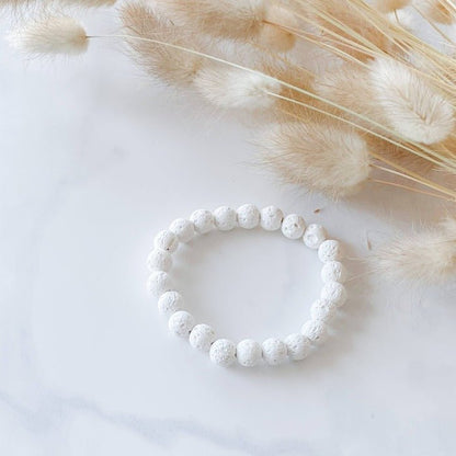 LAVE | Bracelet diffuseur en pierres de lave blanche