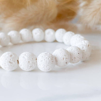 LAVE | Bracelet diffuseur en pierres de lave blanche