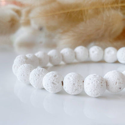 LAVE | Bracelet diffuseur en pierres de lave blanche