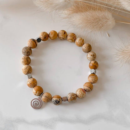 SABLE | Bracelet en jaspe paysage et acier inoxydable