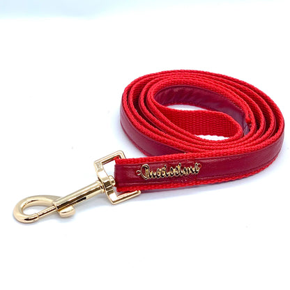 Laisse cerise avec extension mains-libres
