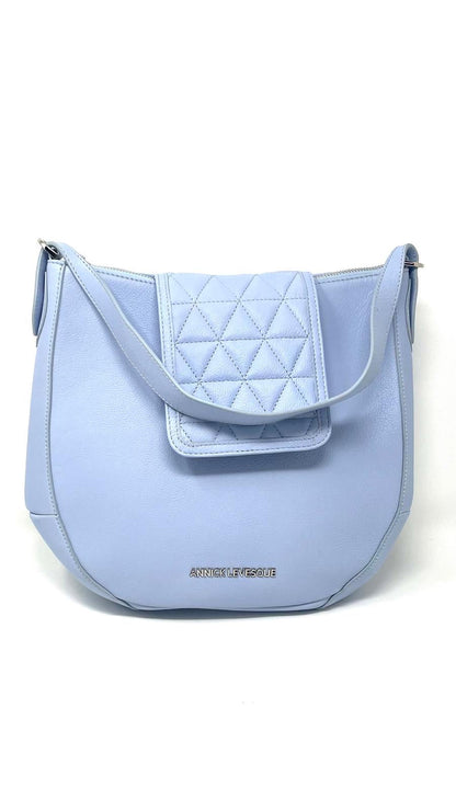 Pale Blue Leather Handbag, 2-in-1, Isabelle