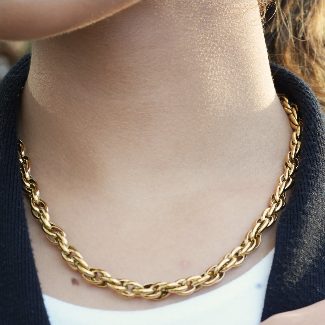 Style ISLINGTON : Collier chaîne multi-maillons épais et complexe