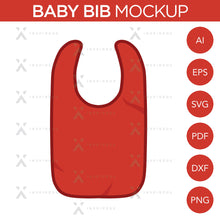 Bavoir pour bébé - Maquette et modèle - 1 angle, 1 style, calques, vecteur détaillé et modifiable en EPS, SVG, AI, PNG, DXF et PDF