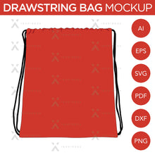 Sac à cordon - Maquette et modèle - 1 angle, 1 style, calques, vecteur détaillé et modifiable en EPS, SVG, AI, PNG, DXF et PDF