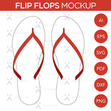 Tongs - Maquette et modèle - 2 angles, 1 style, vectoriel par calques, détaillé et modifiable en EPS, SVG, AI, PNG, DXF et PDF