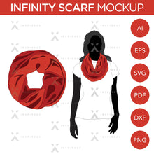 Infinity Scarf/Scarves - Mockup and Template - 2 Styles, Layered, Detailed and Editable Vector in EPS, SVG, AI, PNG, DXF and PDF