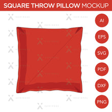 Coussin carré - Maquette et modèle - 1 angle, 1 style, avec calques, détaillé et vecteur modifiable en EPS, SVG, AI, PNG, DXF et PDF