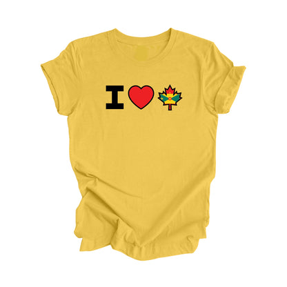 J'aime le Canada - Feuille d'érable canadienne avec drapeau de la Grenade, T-shirt cadeau canadien, Cadeau de la Grenade, T-shirt drapeau national - Inspired X
