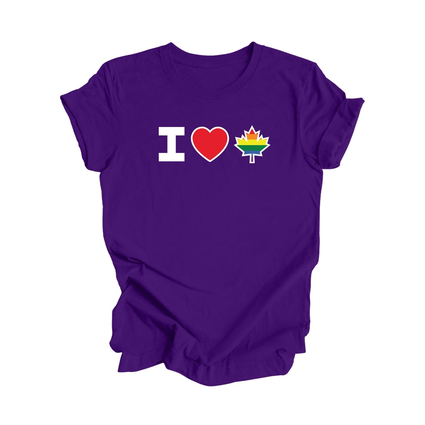 J'aime le Canada - Feuille d'érable canadienne avec drapeau LGBTQ, T-shirt cadeau canadien, Cadeau LGBTQ, T-shirt drapeau national - Inspired X