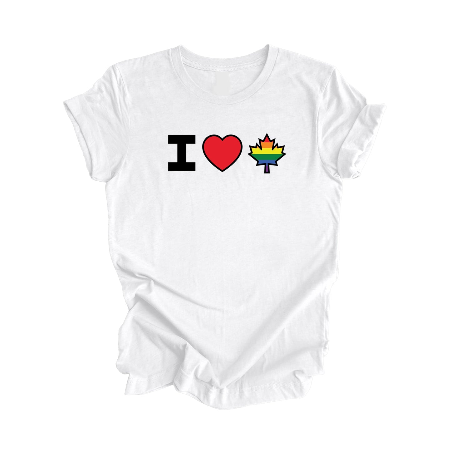 J'aime le Canada - Feuille d'érable canadienne avec drapeau LGBTQ, T-shirt cadeau canadien, Cadeau LGBTQ, T-shirt drapeau national - Inspired X