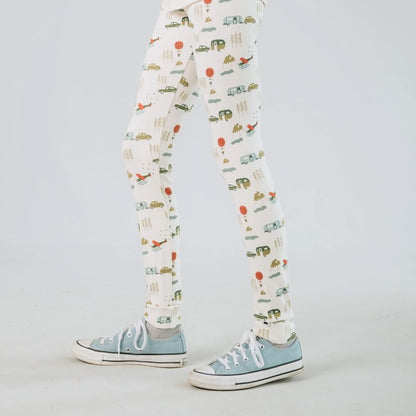 Youth Bamboo Leggings | Orange Smilies