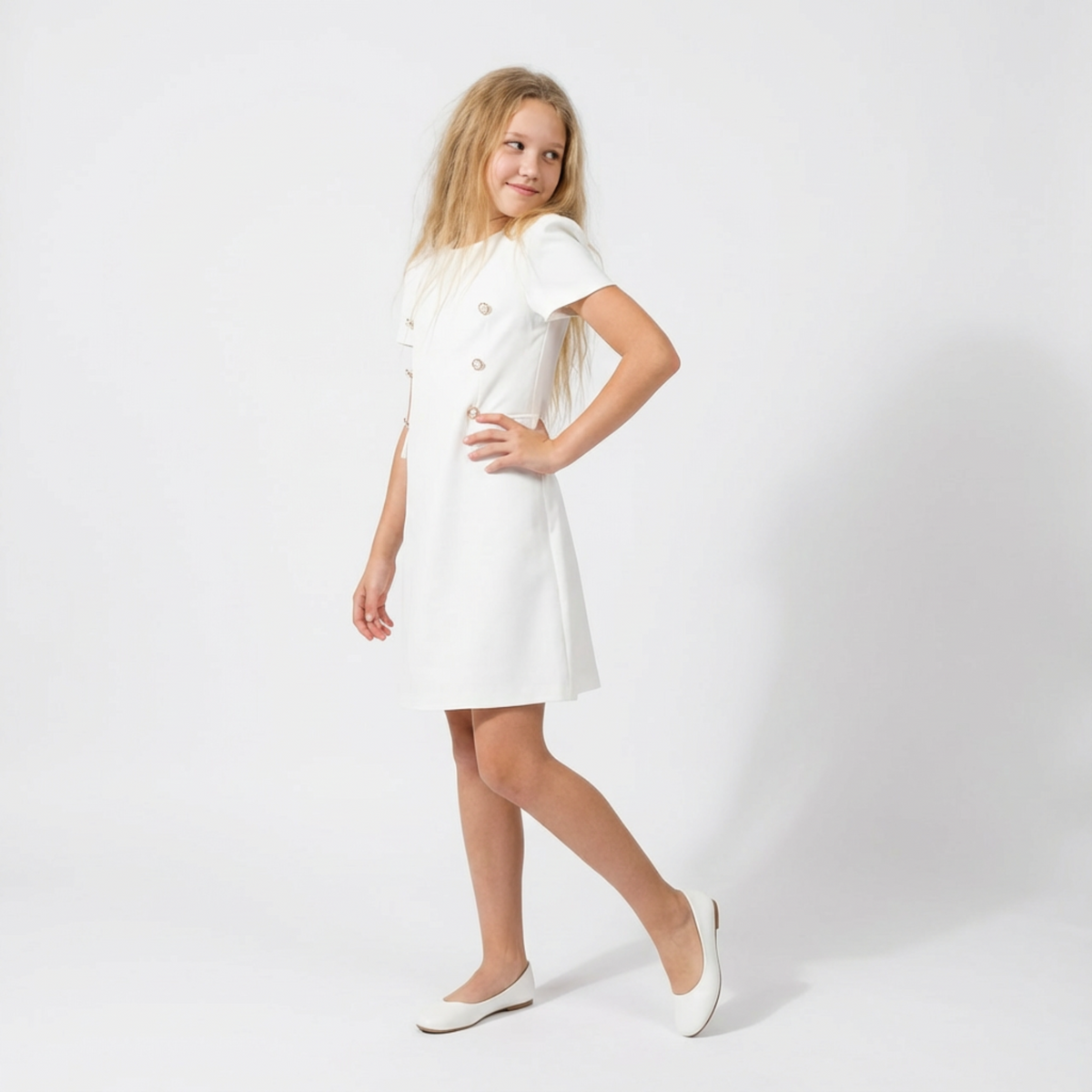 Royal Button A-Line Dress