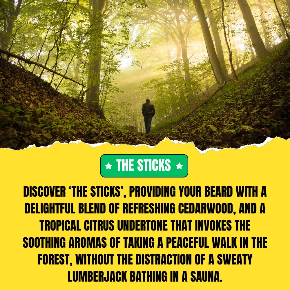 Huile à Barbe The Sticks (30ml) – Cèdre et Agrumes Tropicaux | Huile à Barbe Conditionnante Premium