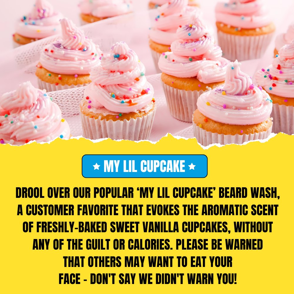 My Lil Cupcake Shampoing à Barbe (150 ml) – Douce Vanille Cupcake avec Parfum de Crème au Beurre Onctueuse | Shampoing et Nettoyant Doux pour Barbe