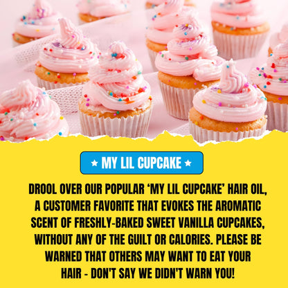 Huile capillaire Mon Petit Cupcake (30 ml) – Doux parfum de cupcake à la vanille et de crème au beurre | Huile nourrissante et sublimatrice de brillance