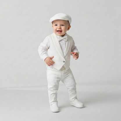 Classy Penguin Tail Baptism and Hat Set