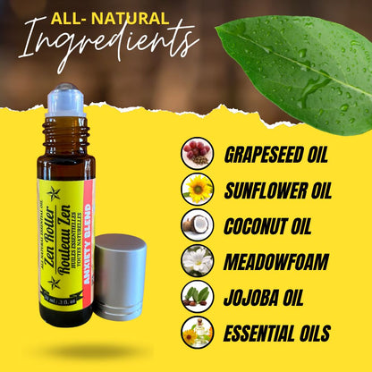 Roll-on aux huiles essentielles apaisantes (10ml) – Bois de rose, Bergamote & Ylang Ylang | Aromathérapie calmante contre le stress et l'anxiété