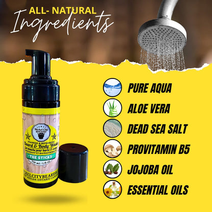 The Sticks Nettoyant Barbe (150 ml) – Parfum Cèdre et Agrumes Tropicaux | Shampoing et Nettoyant Barbe Rafraîchissant