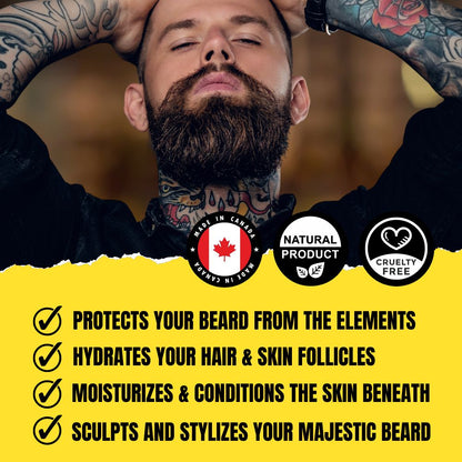 The Villain Beard Balm (56g) – Spiced Tobacco, Fresh Leather, Cognac & Bourbon with Creamy Vanilla | Strong Hold & Conditioning Balm