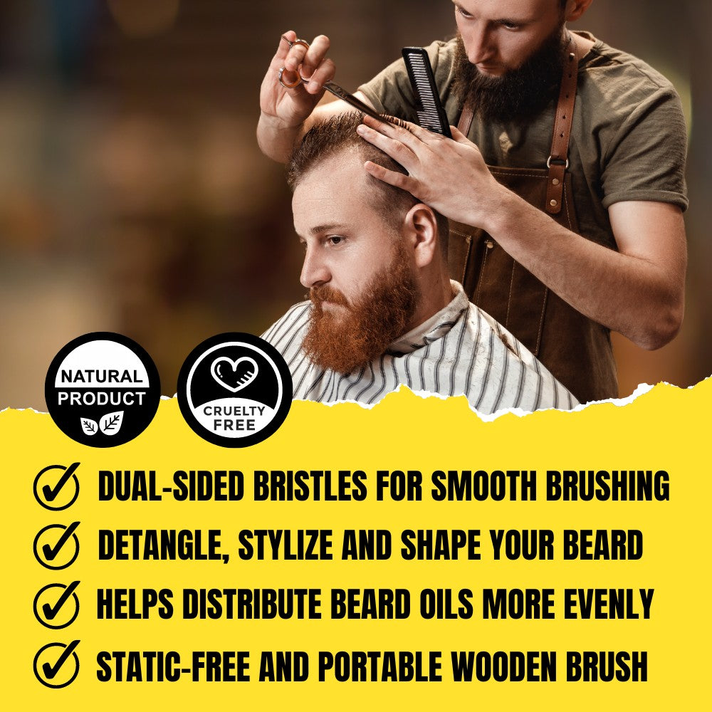 Brosse à Barbe SoulStroker Premium – Brosse de Toilettage à Double Poil pour le Coiffage et le Conditionnement